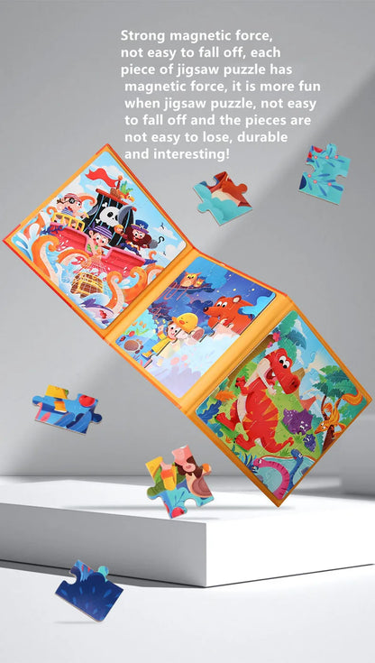 Montessori Magnetic Puzzle Book for Kids – Early Learning Educational Toy with Vehicles, Ocean & Dinosaur Themes