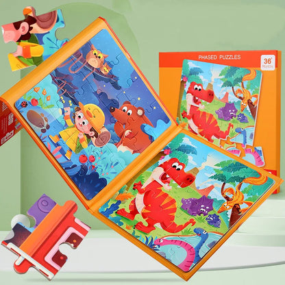 Montessori Magnetic Puzzle Book for Kids – Early Learning Educational Toy with Vehicles, Ocean & Dinosaur Themes