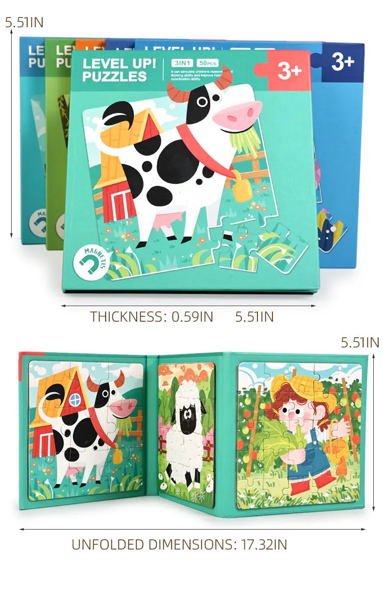 Montessori Magnetic Animal Puzzle Book – Fun Learning & Problem-Solving for Toddlers