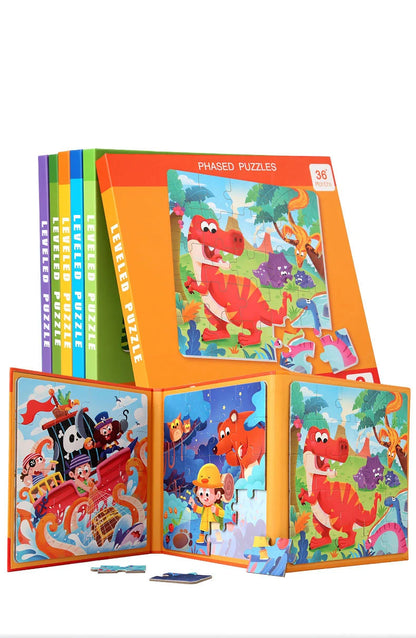 Montessori Magnetic Puzzle Book for Kids – Early Learning Educational Toy with Vehicles, Ocean & Dinosaur Themes
