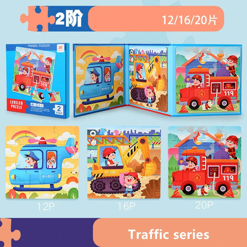 Montessori Magnetic Puzzle Book for Kids – Early Learning Educational Toy with Vehicles, Ocean & Dinosaur Themes