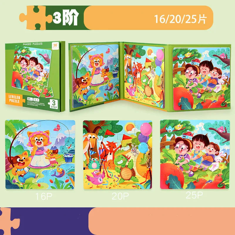 Montessori Magnetic Puzzle Book for Kids – Early Learning Educational Toy with Vehicles, Ocean & Dinosaur Themes