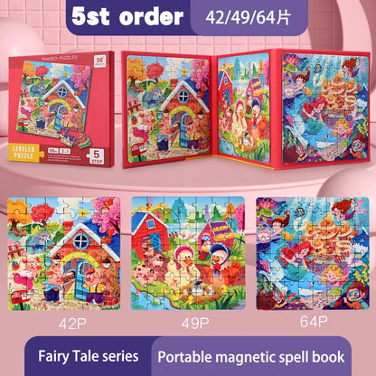 Montessori Magnetic Puzzle Book for Kids – Early Learning Educational Toy with Vehicles, Ocean & Dinosaur Themes
