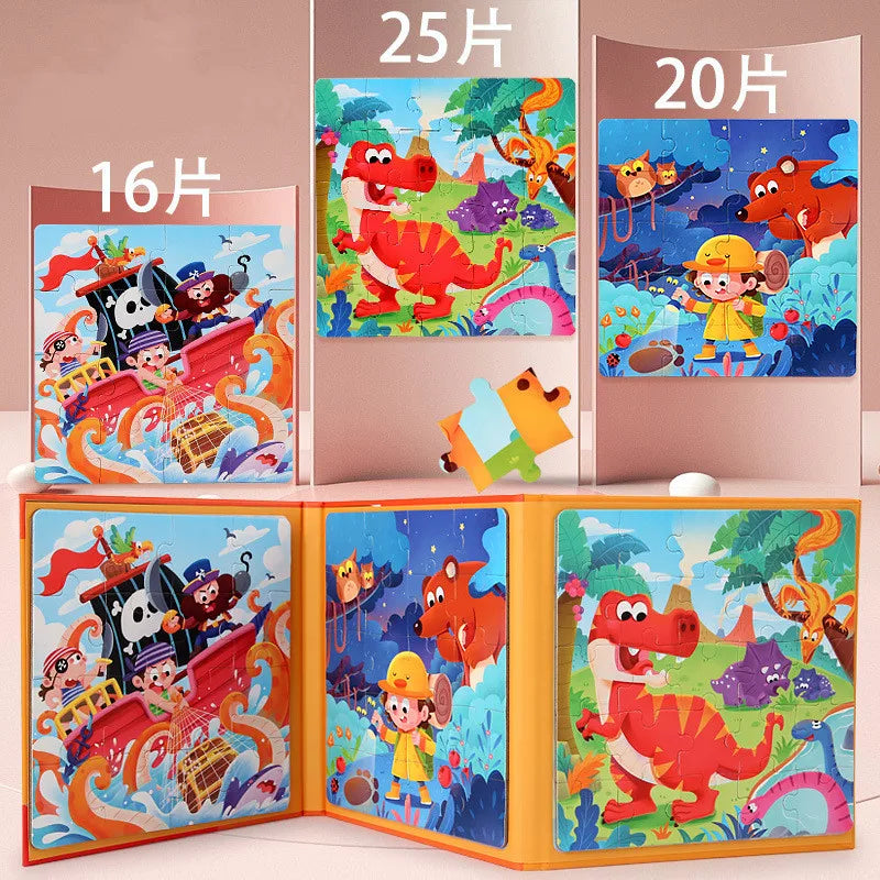 Montessori Magnetic Puzzle Book for Kids – Early Learning Educational Toy with Vehicles, Ocean & Dinosaur Themes