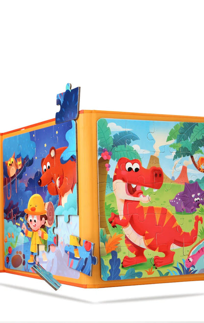 Montessori Magnetic Puzzle Book for Kids – Early Learning Educational Toy with Vehicles, Ocean & Dinosaur Themes