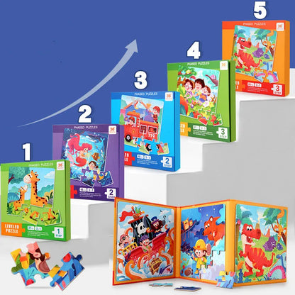 Montessori Magnetic Puzzle Book for Kids – Early Learning Educational Toy with Vehicles, Ocean & Dinosaur Themes